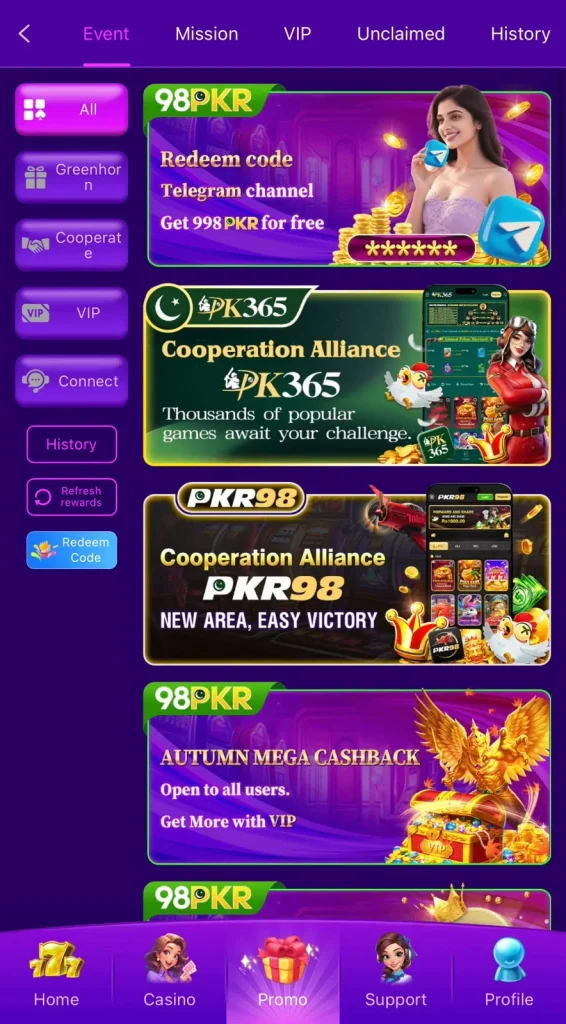 98PKR Game Events and Promotions