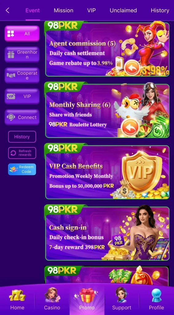 98PKR Game Events and Promotions