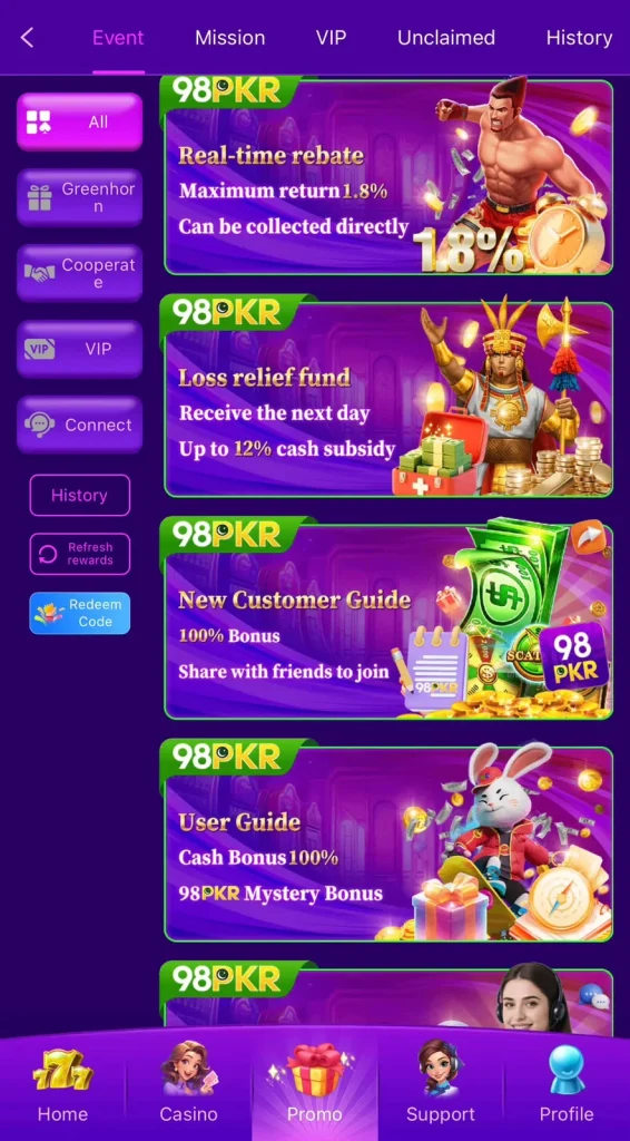 98PKR Game Events and Promotions