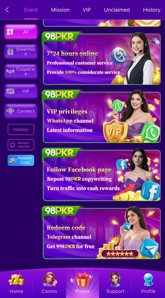 98PKR Game Events and Promotions