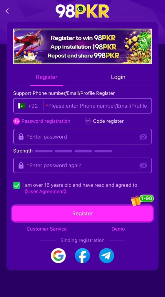 98PKR Game Register