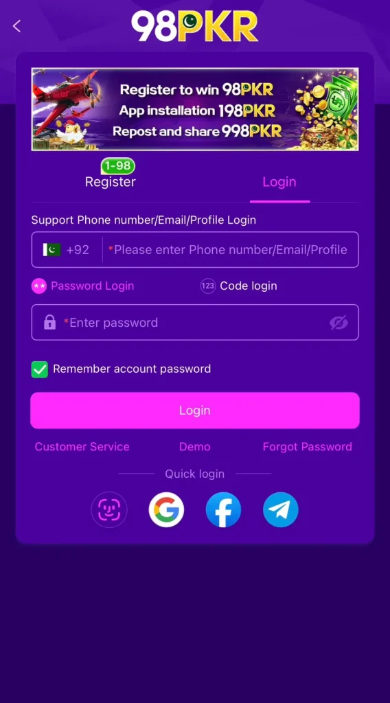 98PKR Game Login